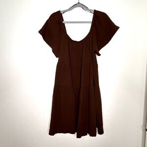 NWT Old Navy Brown Tiered Mini Swing Dress Size L